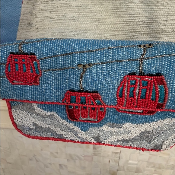 NWT new Anthropologie Fiona beaded shoulder bag winter icon ski gondola purse - Picture 10 of 17